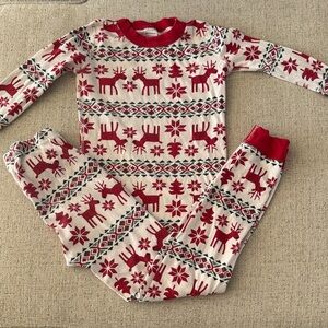 Hanna Andersson Red and White Reindeer Pajama Set